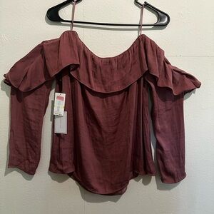 Elegant Off-Shoulder Burgundy Top
